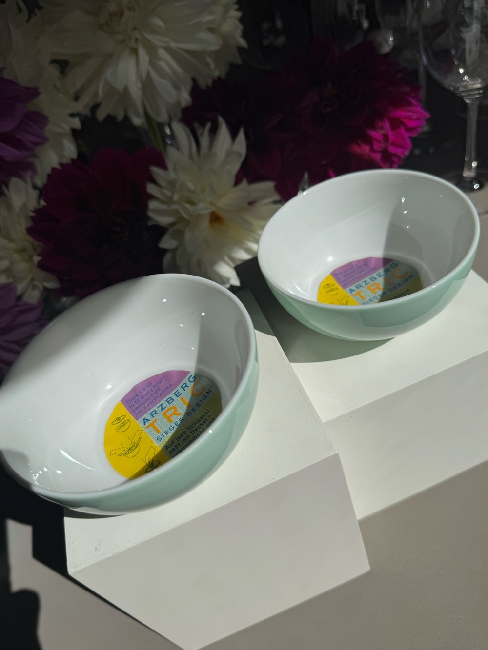 Arzberg TRIC Sieger Design Mint Green 2 Small Bowls Germany Original Stickers